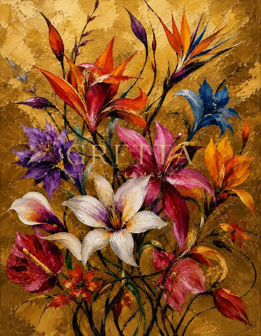 Ramo dorado, obra de flores de la colección Gretta Living