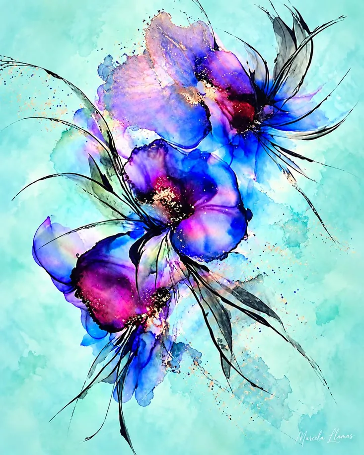 Amapolas de agua, obra de flores de la colección Gretta Living