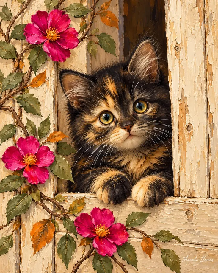 Gatito en la ventana, obra de figura de la colección Gretta Living