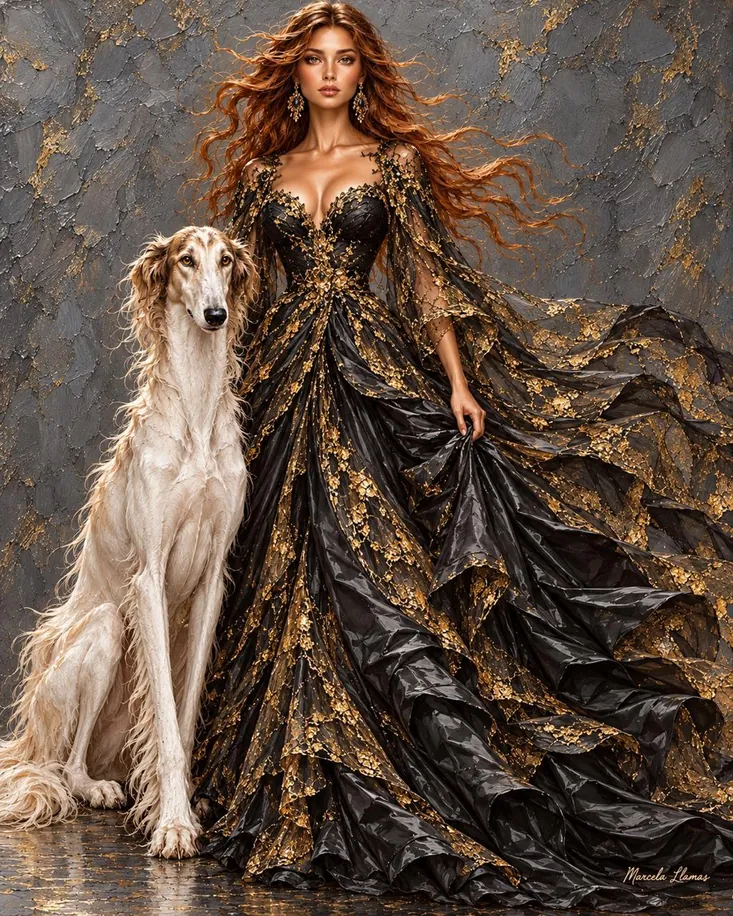 Dama del galgo, obra de figura de la colección Gretta Living