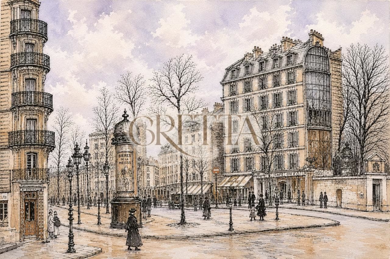 Escena urbana en invierno, pieza de la colección