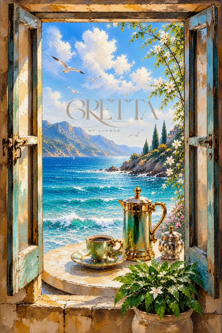 Ventana al mar, obra de marina de la colección Gretta Living