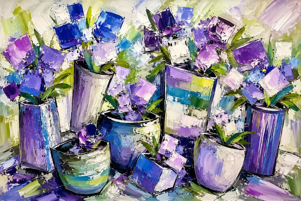 Violetas, obra de flores de la colección Gretta Living