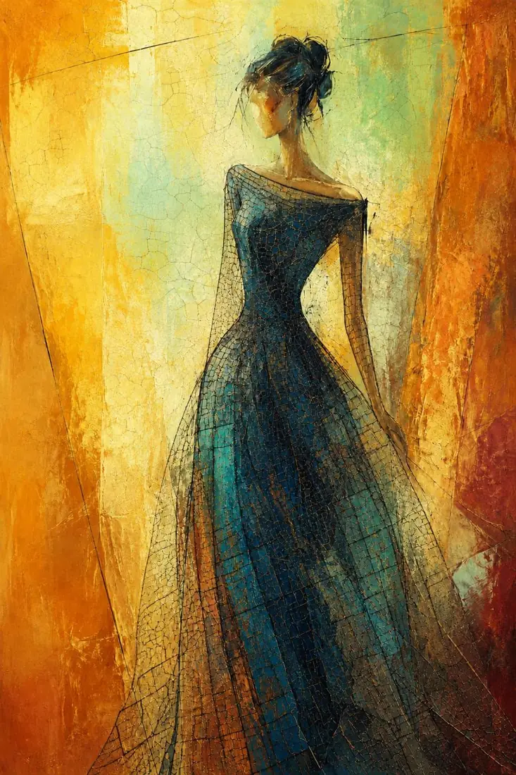 Vestido verde, obra de figura de la colección Gretta Living