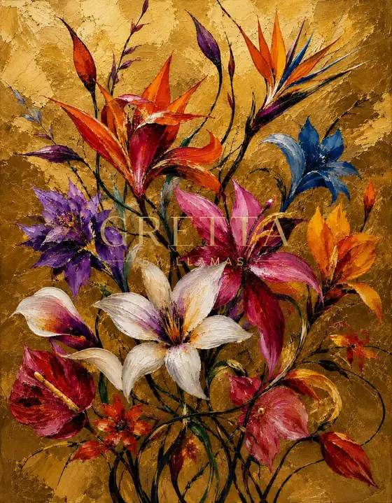 Ramo dorado, obra de flores de la colección Gretta Living