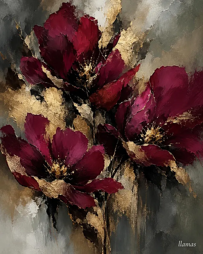 Flores de vino, obra de flores de la colección Gretta Living