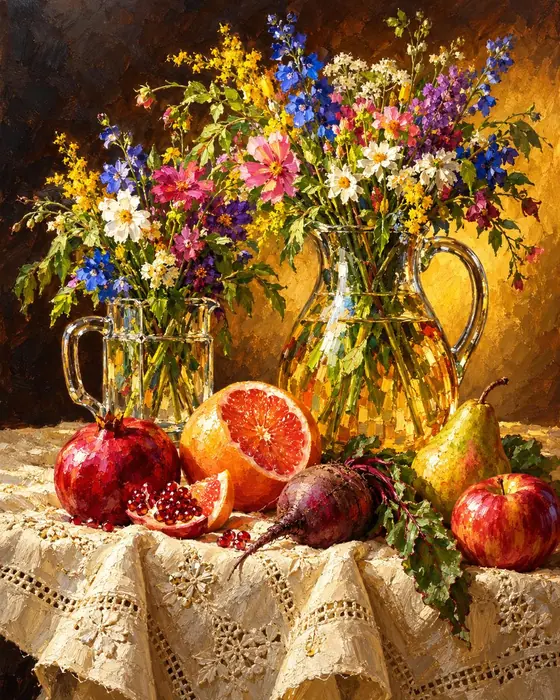 Mesa de otoño, obra de bodegón de la colección Gretta Living