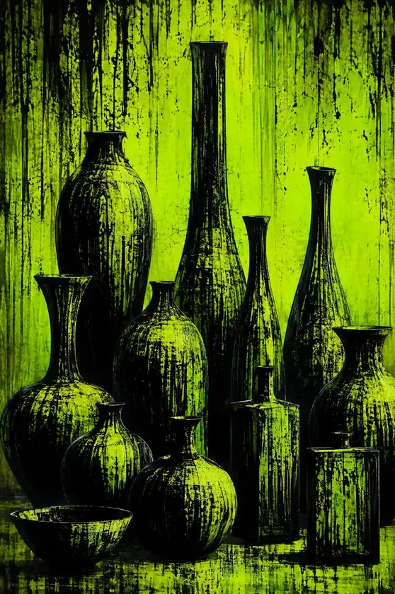Botellas, obra de bodegón de la colección Gretta Living