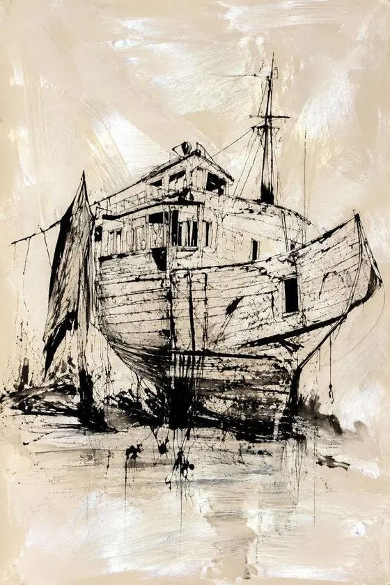 Boceto de puerto, obra de marina de la colección Gretta Living