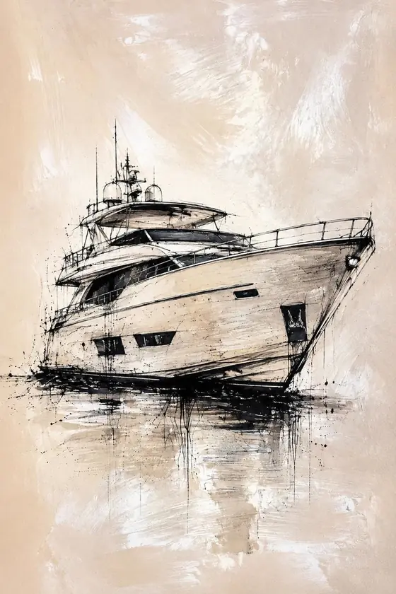 Yate, obra de marina de la colección Gretta Living