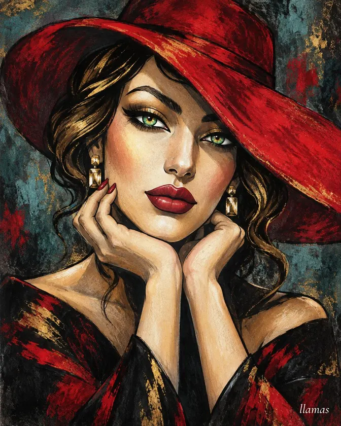 Sombrero rojo, obra de figura de la colección Gretta Living